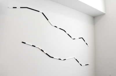 Amor Muñoz
<i>Coded borders 2 (Message: Tactile Memory)</i>, 2019
Installation, wooden sticks and acrylic paint
Edition of 2