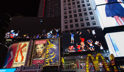 Storming Times Square by Daniel Canogar, 2014